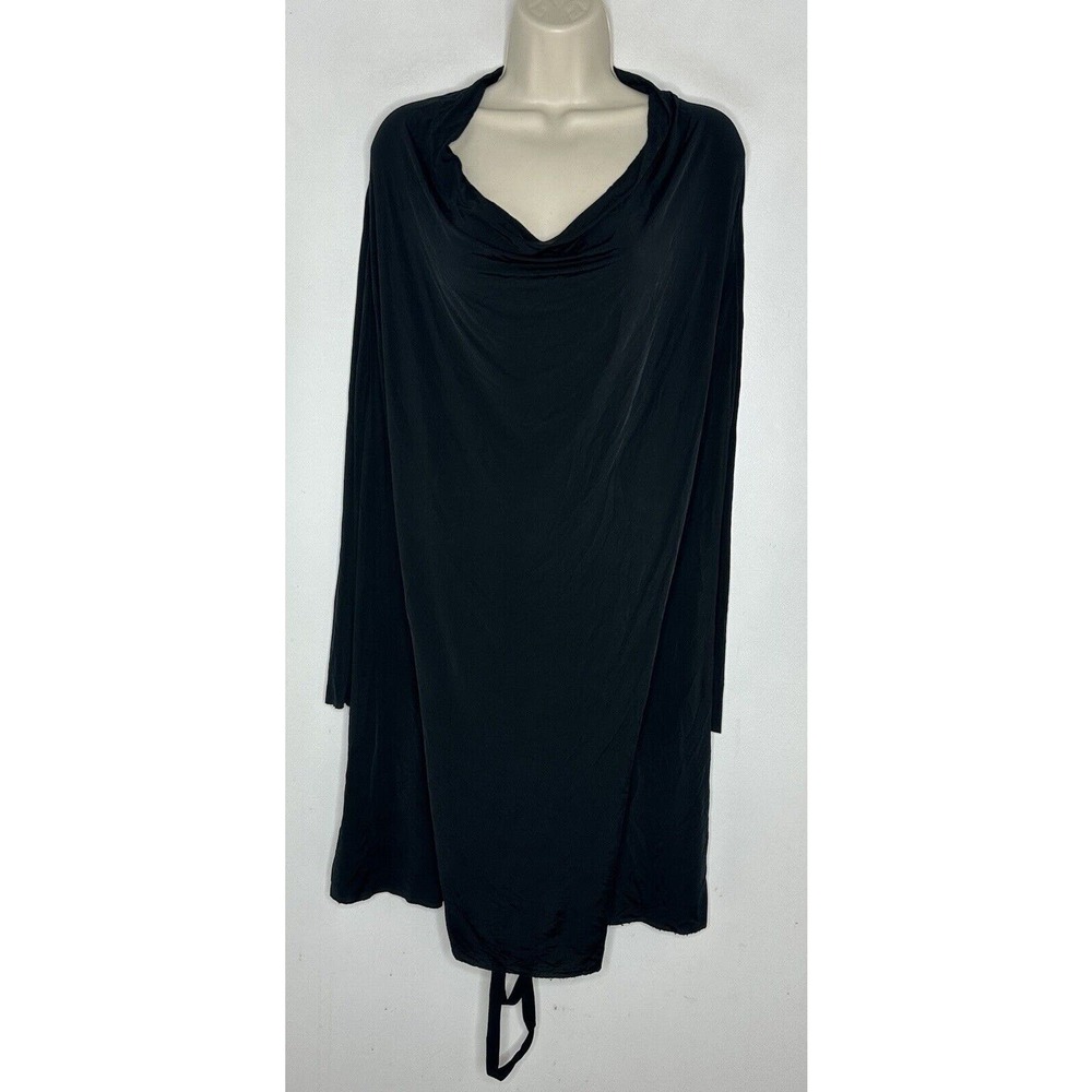 ALL SAINTS Amei Long Sleeve Draped Stretch Mesh Neck Dress Black Size 2 - Picture 2 of 6